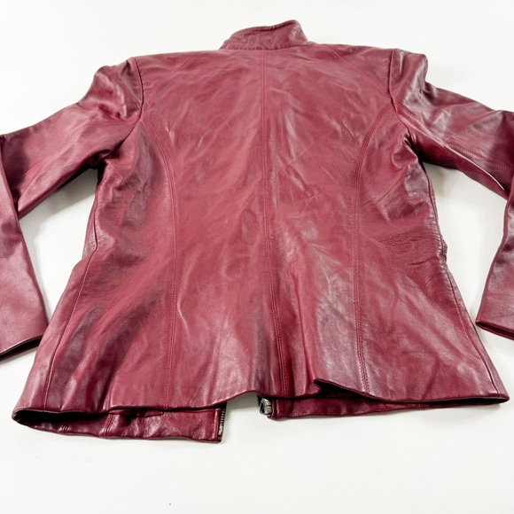 🪩 267. SIENA women’s small wine red leather jacket full zip - Picture 6 of 12